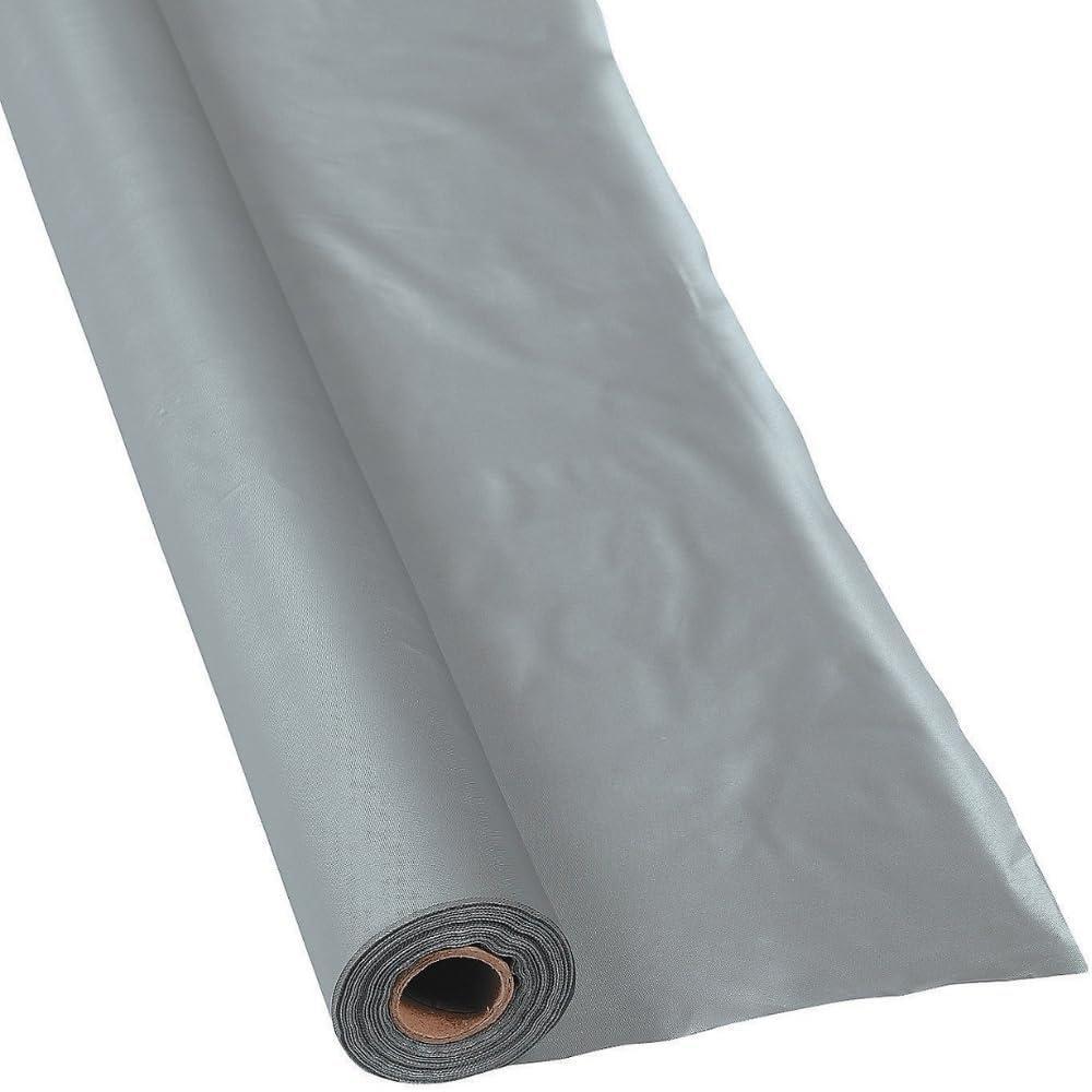 image:imageFun Express 40 x 100 Feet Plastic Table Cover Roll Premium Disposable Plastic Tablecloth for All TypeShape Tables Picnic Party Banquet Birthdays Weddings GreenSilver