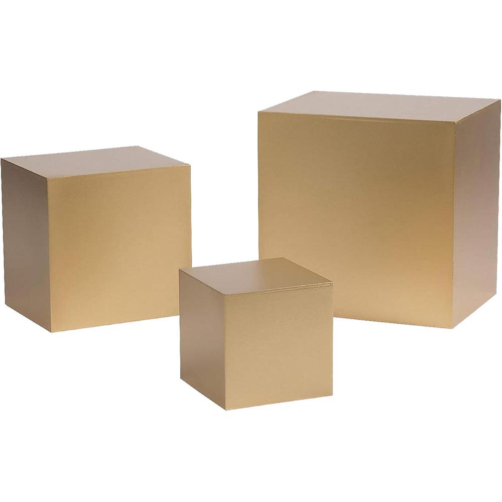 image:imageFun Express Gold Buffet Risers Wood set of 3 Great for Weddings Home Decor and Accessories