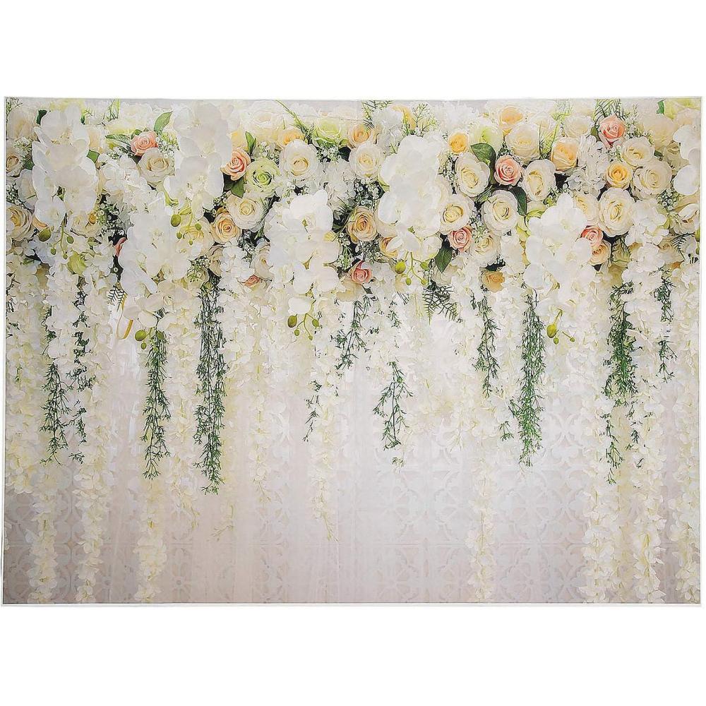 image:imageWhite Floral Backdrop  Wedding and Party Decor  Over 6 feet Long x 5 feet Tall
