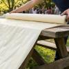 Fun Express 40 x 100 Feet Plastic Table Cover Roll Premium Disposable Plastic Tablecloth for All Type/Shape Tables | Picnic, Party, Banquet, Birthdays, Weddings (Green)(Ivory)