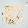 Fun Express Gold Charger Plates Bulk 96 Pack – Disposable Paper Placemats for Dinner Tables with Laser-Cut Geometric Pattern | Round Table Mats for Wedding Table Decorations & Elegant Party Events