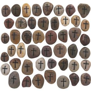 Fun Express Bulk Cross Worry Stones – Home Decor – Vbs Vacation Bible School Supplies Decor – Religious Gifts for Friends Wedding Christmas – 48 Pieces
