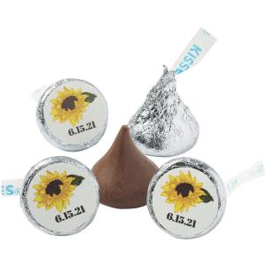 Personalized Sunflower Wedding Chocolate Candy Stickers – Stationery – 60 Pieces