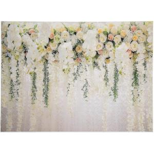 White Floral Backdrop – Wedding and Party Decor – Over 6 feet Long x 5 feet Tall