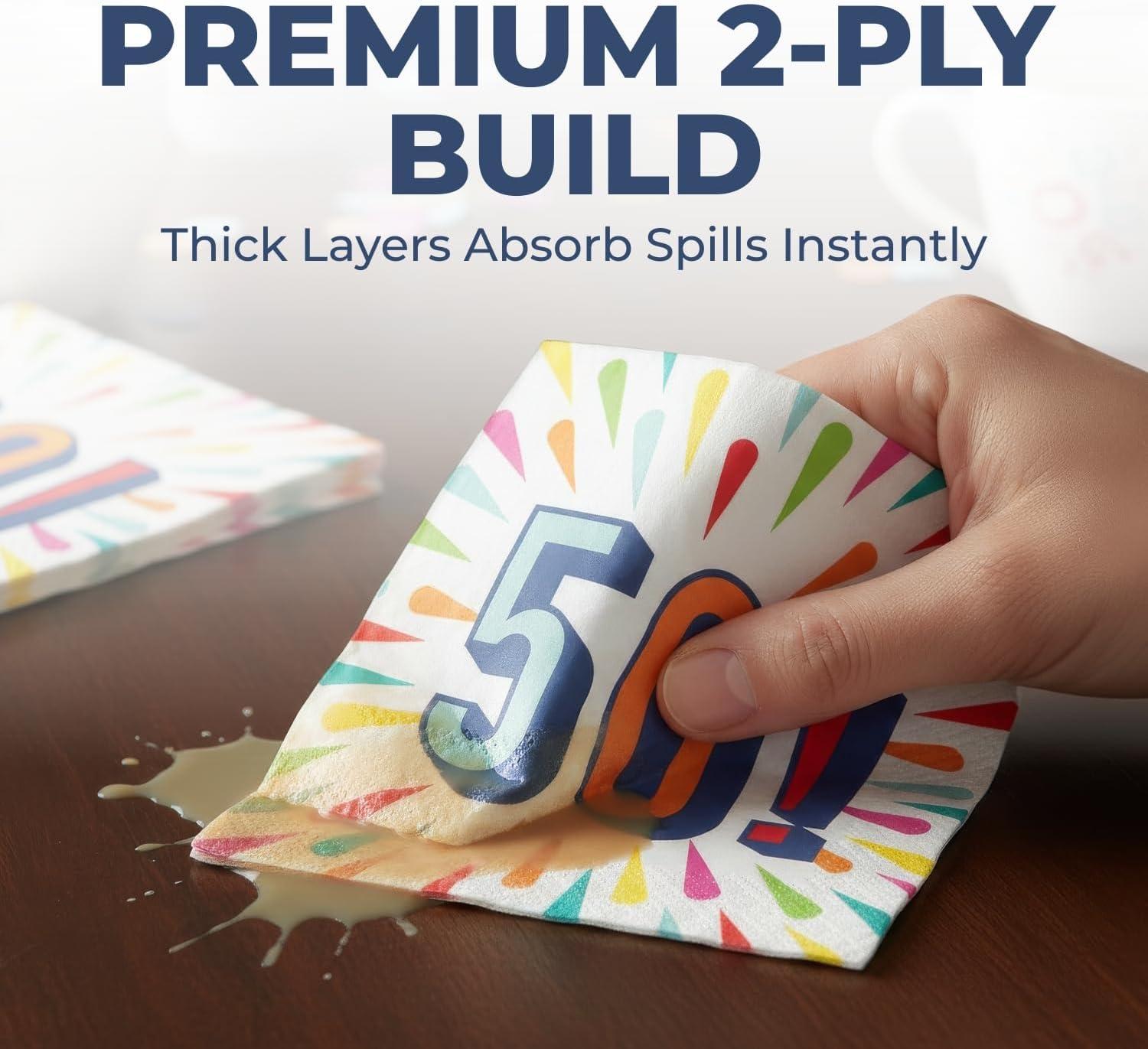 image:image50th Birthday Burst Paper Luncheon Napkins 16 Count 65 Disposable Colorful Party Napkins for Milestone Birthday Celebrations amp Tableware Decorations