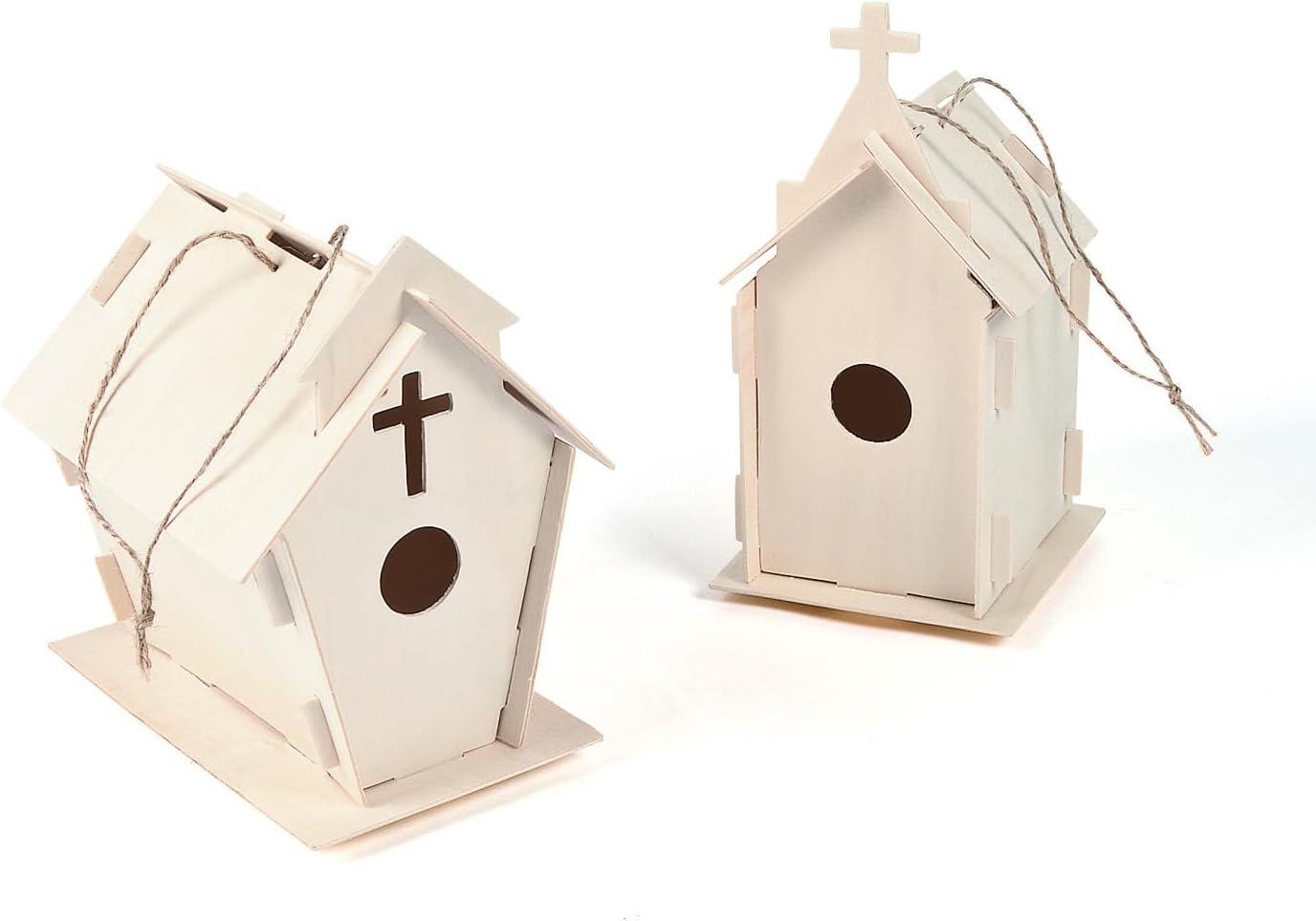 image:imageFun Express DIY Church Birdhouse Craft Kits for Kids Ages 812 Wooden Bird Houses to Paint 12 Pack Unfinished Wood Crafts for Spring amp Summer Bulk Party Favors for Classroom amp Camp Projects