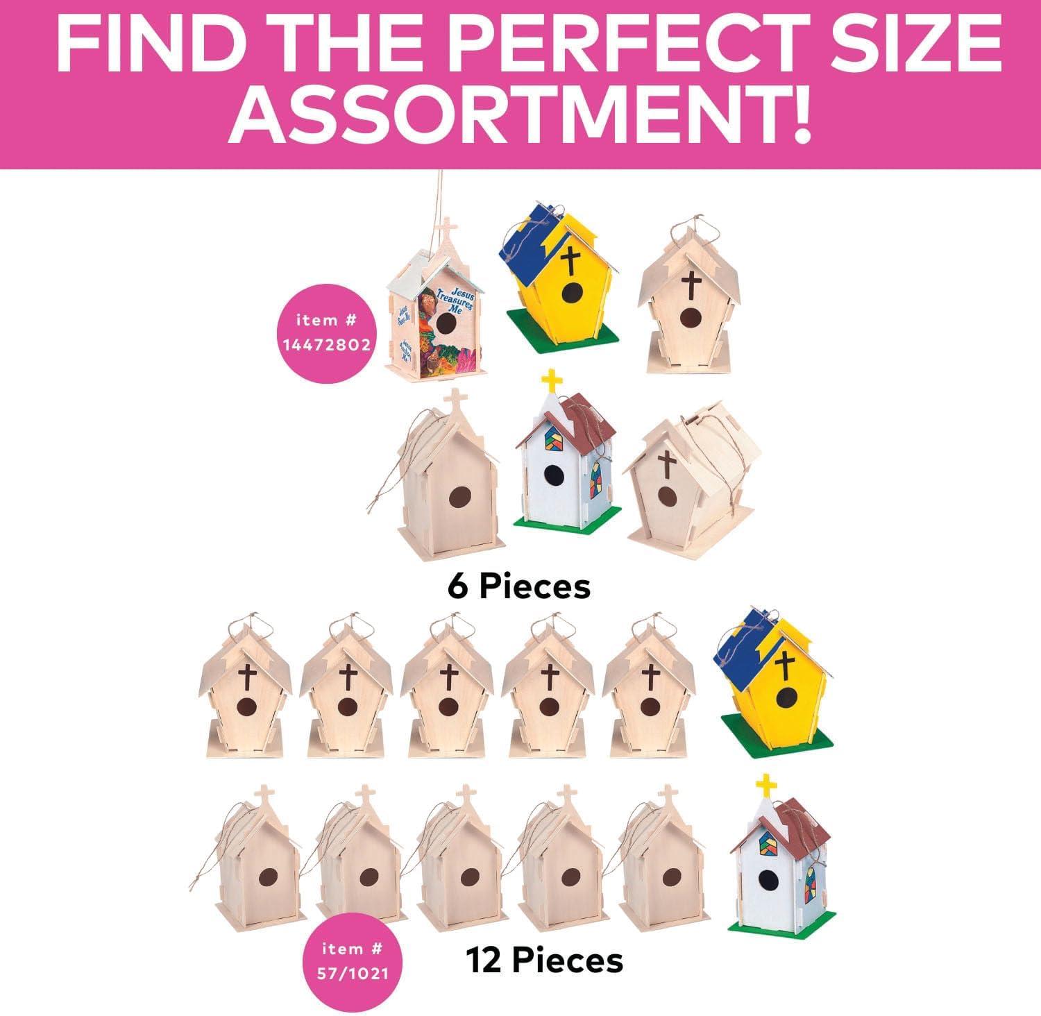 image:imageFun Express DIY Church Birdhouse Craft Kits for Kids Ages 812 Wooden Bird Houses to Paint 12 Pack Unfinished Wood Crafts for Spring amp Summer Bulk Party Favors for Classroom amp Camp Projects