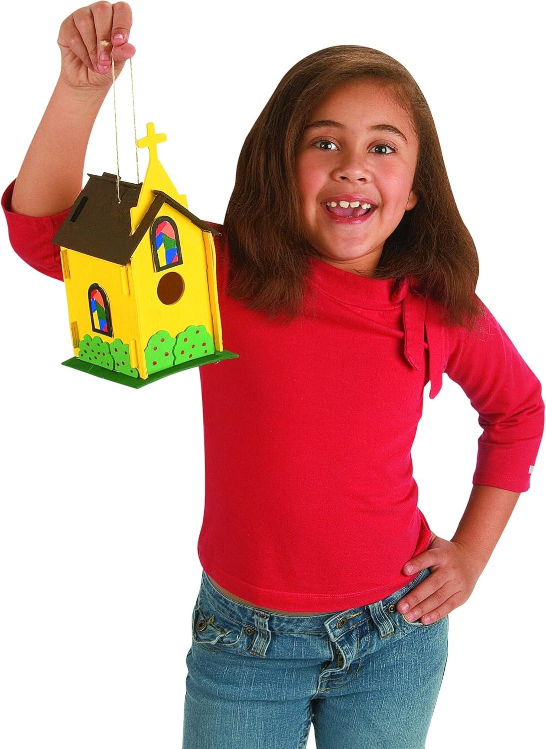 image:imageFun Express DIY Church Birdhouse Craft Kits for Kids Ages 812 Wooden Bird Houses to Paint 12 Pack Unfinished Wood Crafts for Spring amp Summer Bulk Party Favors for Classroom amp Camp Projects