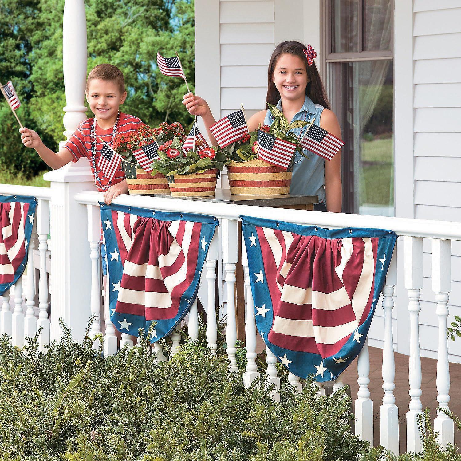 image:imageFun Express Patriotic Bunting Banner 10 Pack Premium Cotton American Flag Bunting for 4th of July Decorations Outdoor Red White Blue Decorations for Memorial Day Veterans Day amp USA Party Decor