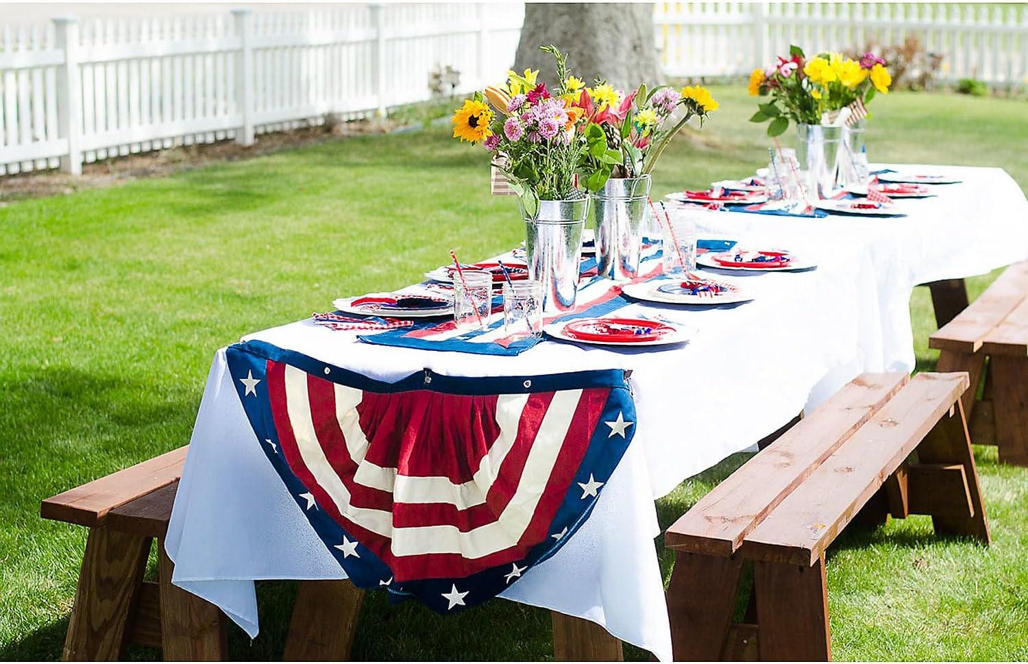 image:imageFun Express Patriotic Bunting Banner 10 Pack Premium Cotton American Flag Bunting for 4th of July Decorations Outdoor Red White Blue Decorations for Memorial Day Veterans Day amp USA Party Decor