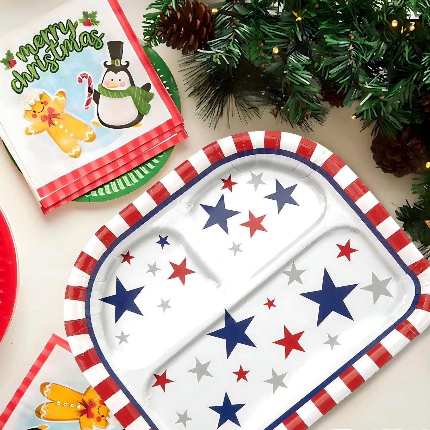 image:imageFun Express Patriotic Party Star Paper Dinner Plates American Flag Patriotic Disposable Paper Plates Tableware Perfect for Fourth of July Memorial Day Independence Day Decorations 8 Pieces