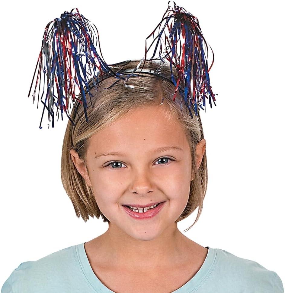 image:imageFun Express Patriotic Tinsel Head Boppers for Fourth of July Apparel Accessories Hats Head Boppers Fourth of July 12 Pieces