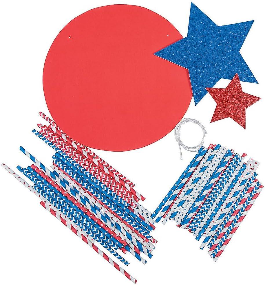 image:imageFun Express Patriotic USA Straw Wreath Craft Kit Makes 3 DIY 4th of July Craft Kits
