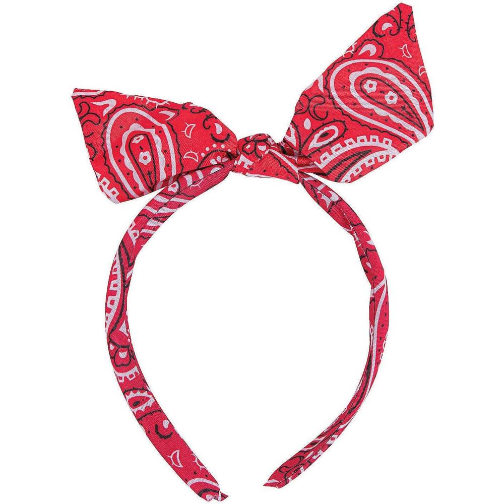 image:imageFun Express  Bandana Print Bow Headband Red 1 pc for Fourth of July  Apparel Accessories  Hats  Head Boppers  Fourth of July  1 Piece