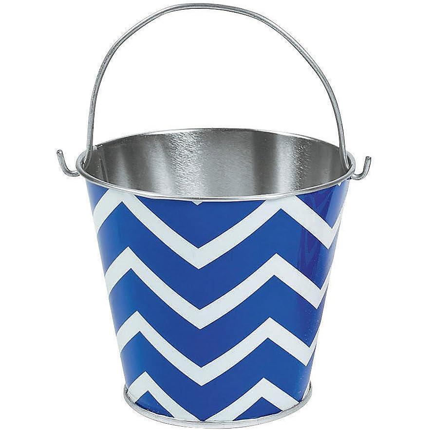 image:imageFun Express  Blue Chevron Metal Pails 1pc for Fourth of July  Party Supplies  Containers amp Boxes  Metal Containers  Fourth of July  1 Piece