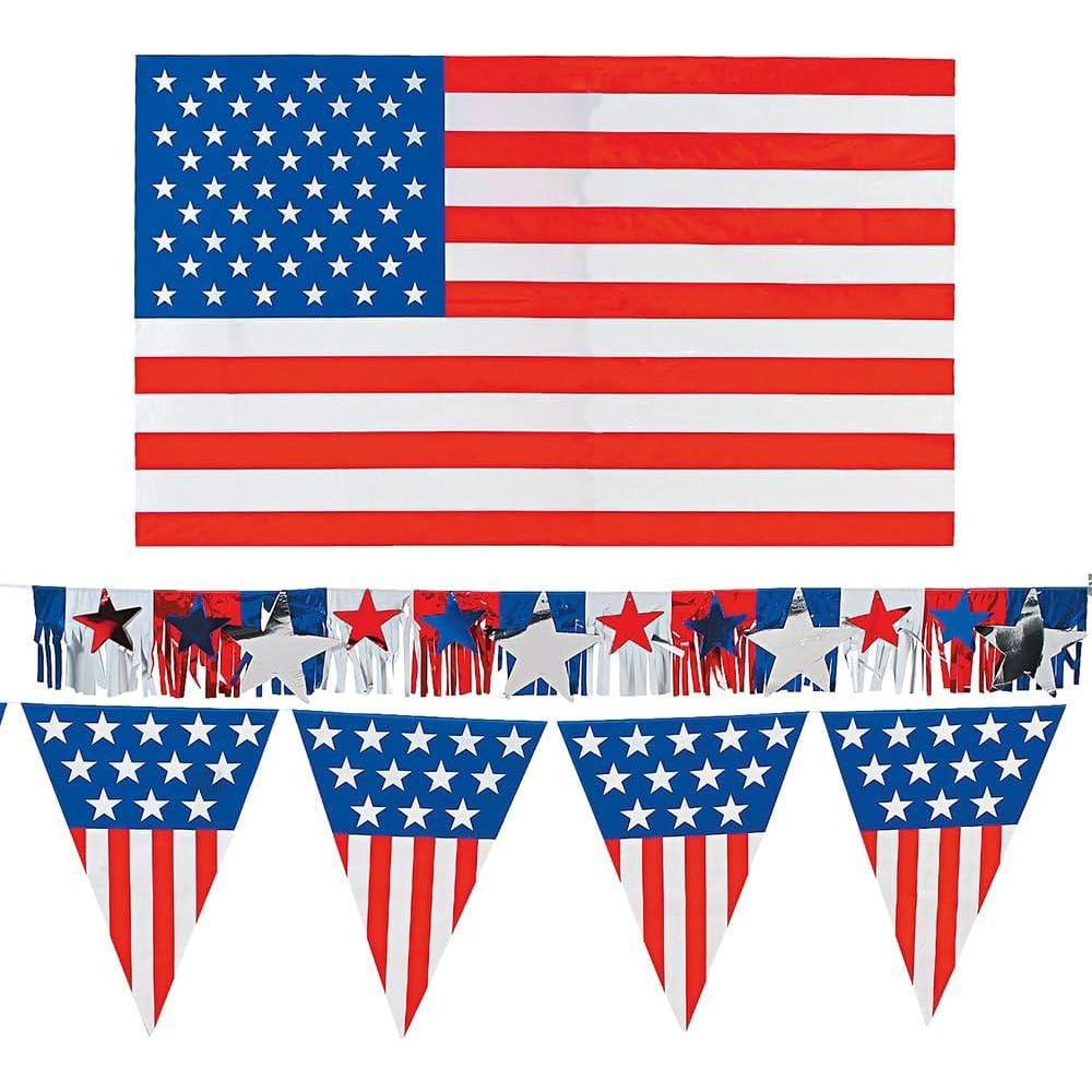 image:imageFun Express  Patriotic Outdoor Decorating Kit 3pc for Fourth of July  Party Decor  General Decor  Decorating Kits  Fourth of July  3 Pieces