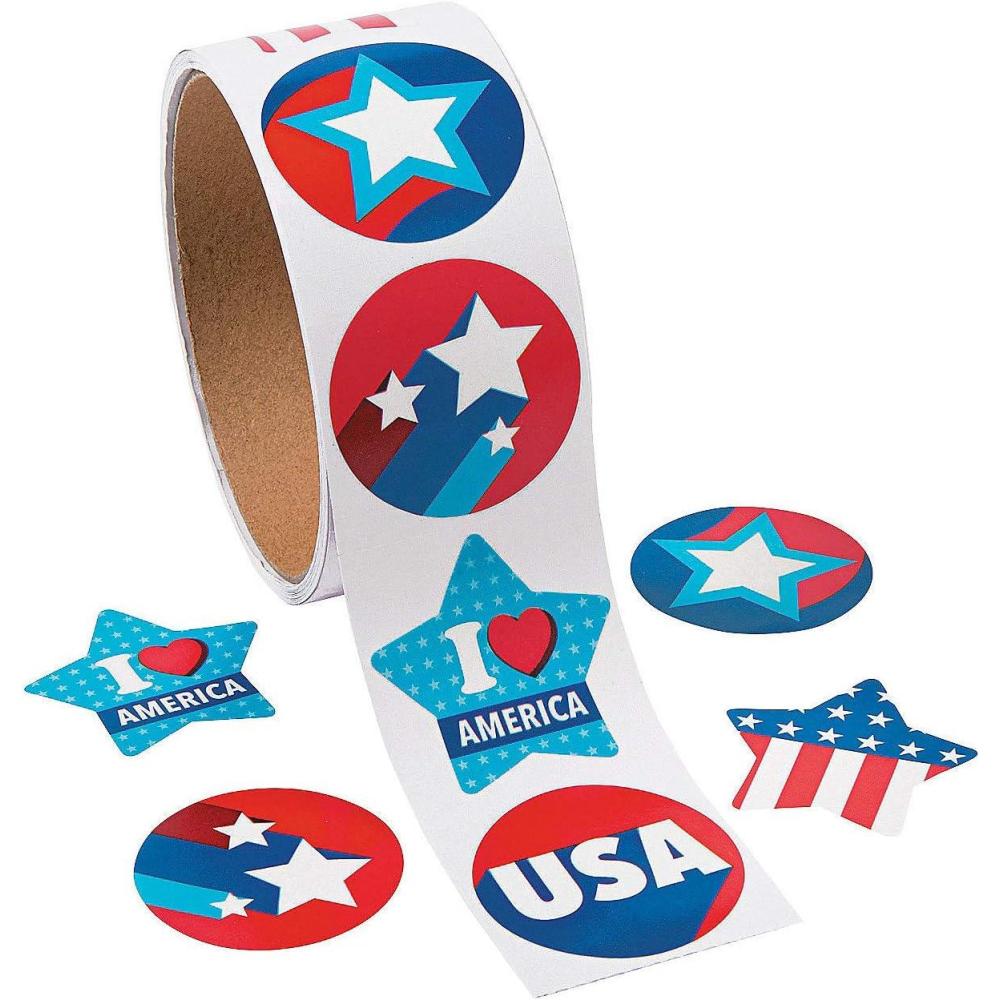 image:imageFun Express  Patriotic Roll Sticker for Fourth of July  Stationery  Stickers  Stickers  Roll  Fourth of July  1 Piece