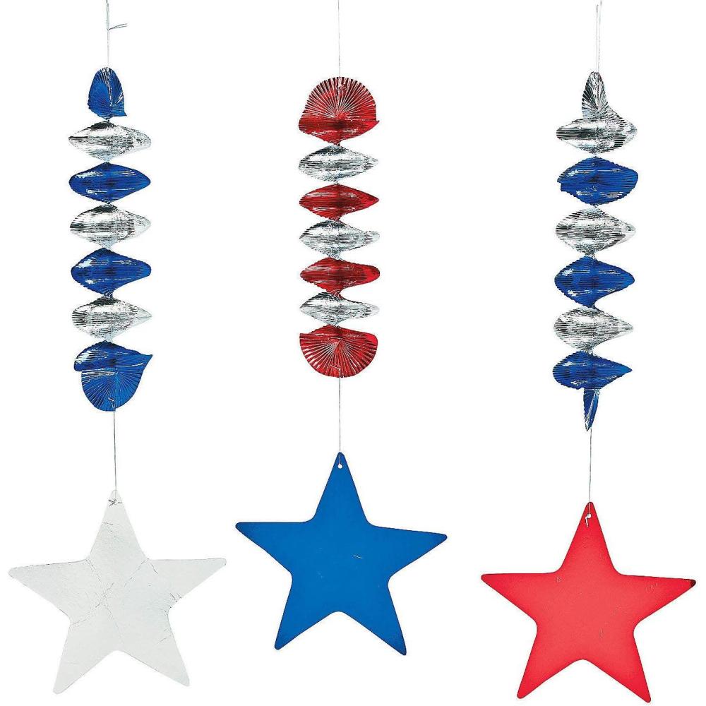 image:imageFun Express Patriotic Stars Dangling Spirals for Fourth of July Party Decor Hanging Decor Spirals amp Swirls Fourth of July 12 Pieces