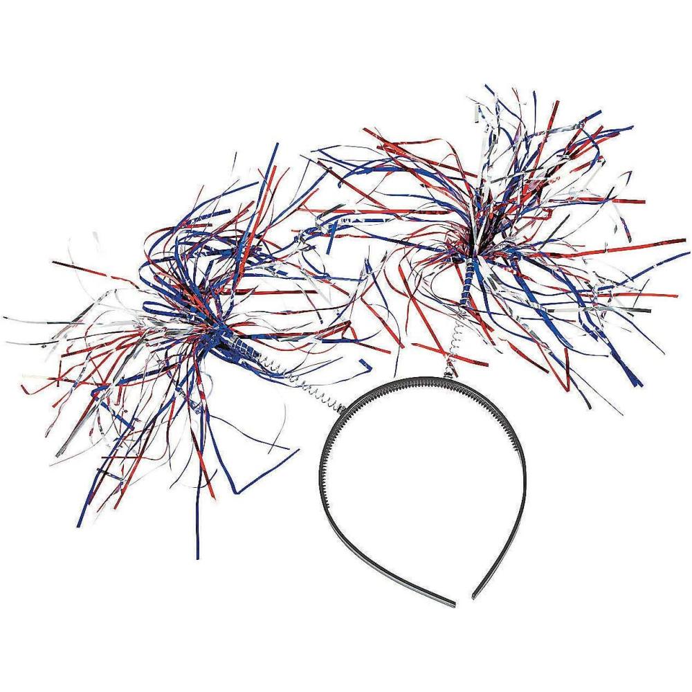 image:imageFun Express  Patriotic Tinsel Head Boppers 1 pc for Fourth of July  Apparel Accessories  Hats  Head Boppers  Fourth of July  1 Piece Multicolored
