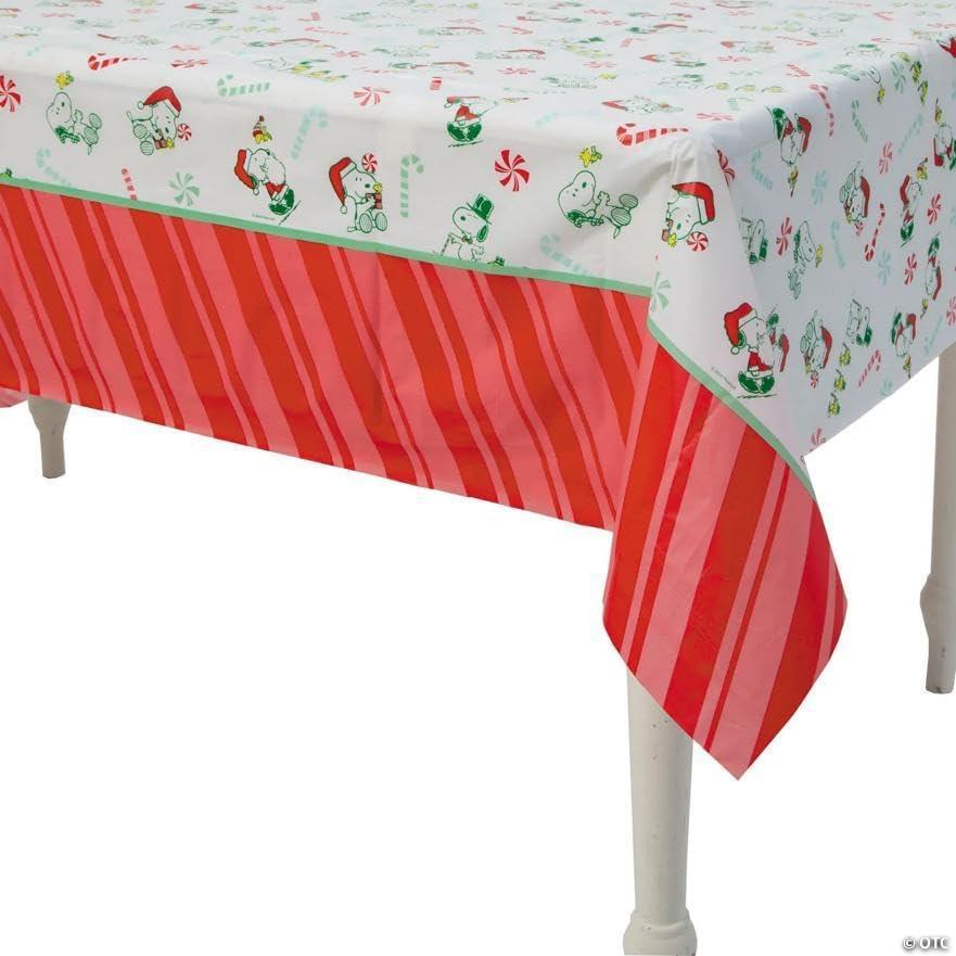 image:imageFun Express 108 x 54 Peanuts Snoopy amp Woodstock Peppermint Disposable Plastic Tablecloth
