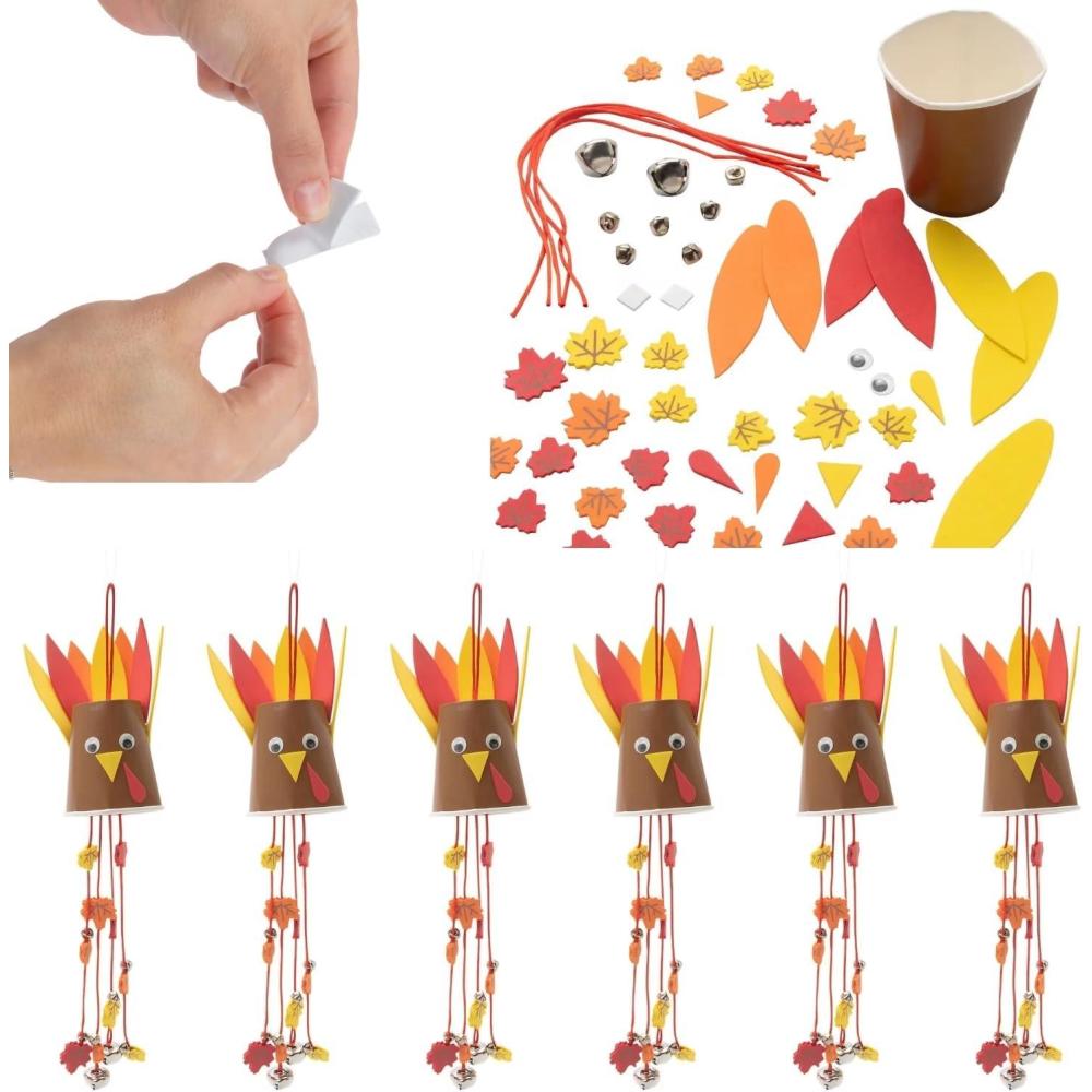 image:imageFun Express 3 x 11 14 Thanksgiving Turkey Paper Cup Wind Chime Craft Kit Makes 6