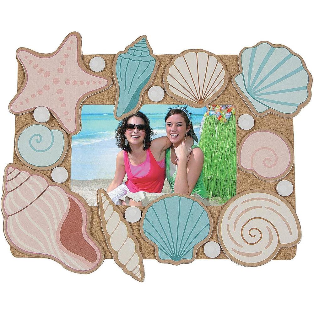 image:imageFun Express 7 12 x 6 14 Seashell Picture Frame Magnet Craft Kit 12 Pieces