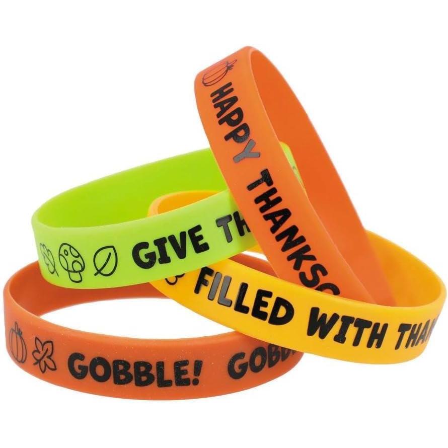 image:imageFun Express 7 14 circ Happy Thanksgiving Silicone Bracelets 24 Pc