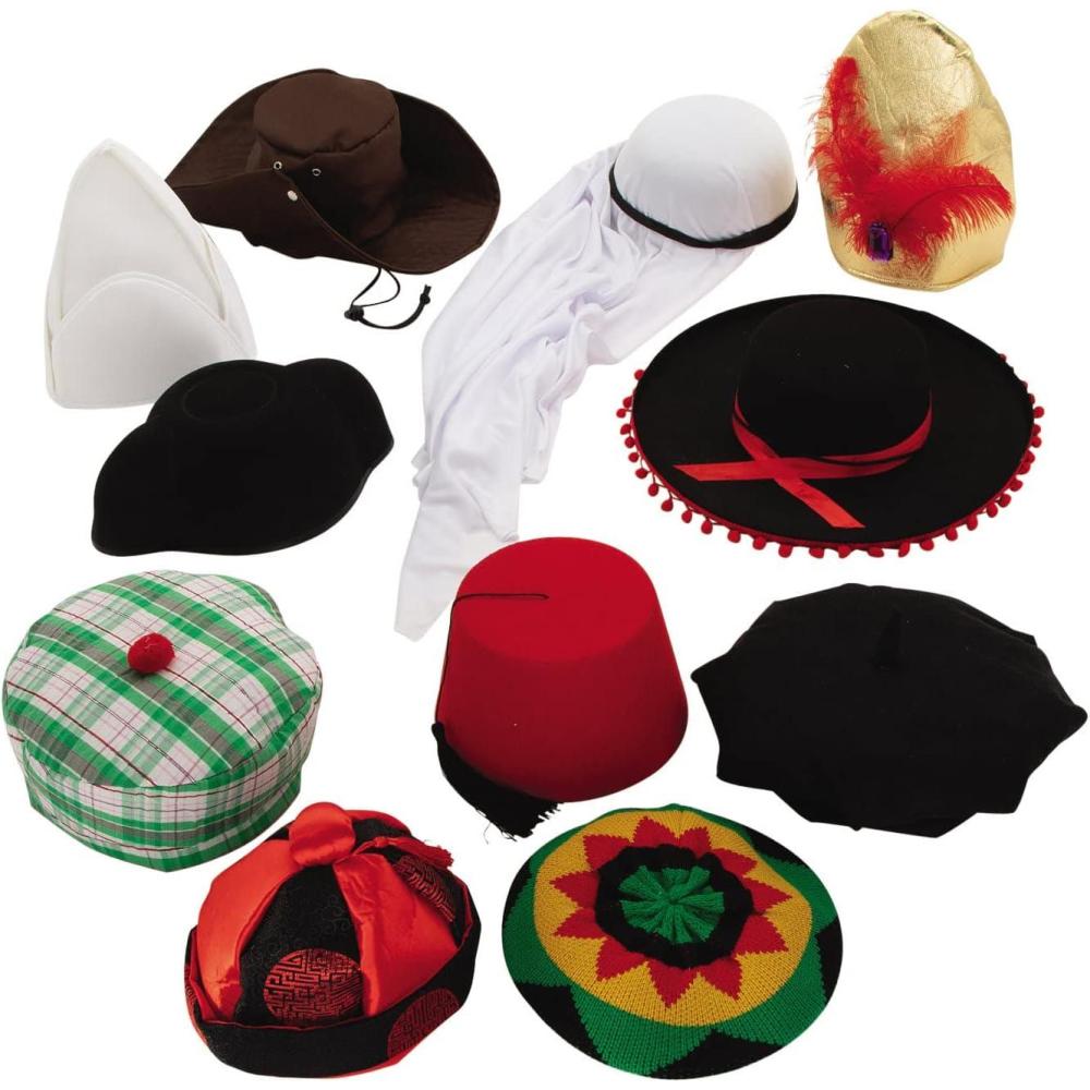 image:imageFun Express Funny Hats for Kids amp Adults  Crazy Hat Assortment Set of 12  Silly Costume Props for Dress Up Play Parties amp Creative Activities  Cultural World Styles Collection