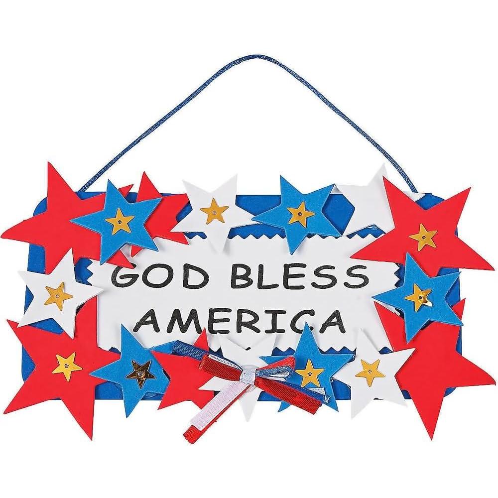image:imageFun Express God Bless America Sign Craft Kit Makes 12 Foam Signs 4th of July Crafts for Kids