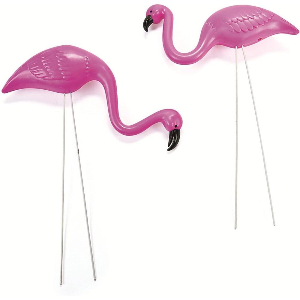 image:imageFun Express Mini Pink Flamingo Lawn Ornaments 2 Pieces 8 with 12 Stakes Lawn Decor Unique and Quirky Home Decor amp Gifts Party Decorations