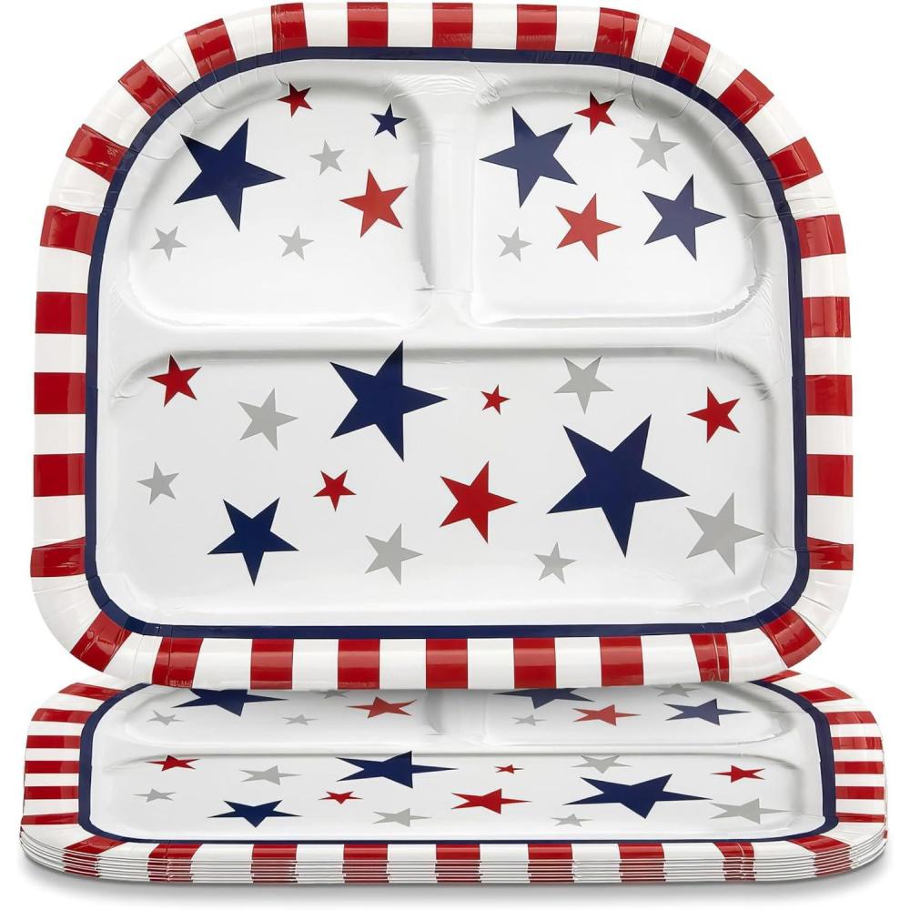 image:imageFun Express Patriotic Party Star Paper Dinner Plates American Flag Patriotic Disposable Paper Plates Tableware Perfect for Fourth of July Memorial Day Independence Day Decorations 8 Pieces