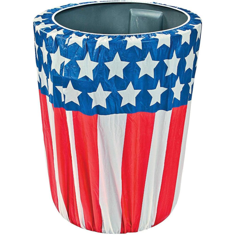 image:imageFun Express Stars amp Stripes Plastic Trash Can Cover 1 Cover Great Decoration for Cookouts 4th of July Memorial Day and Verterans Day Events