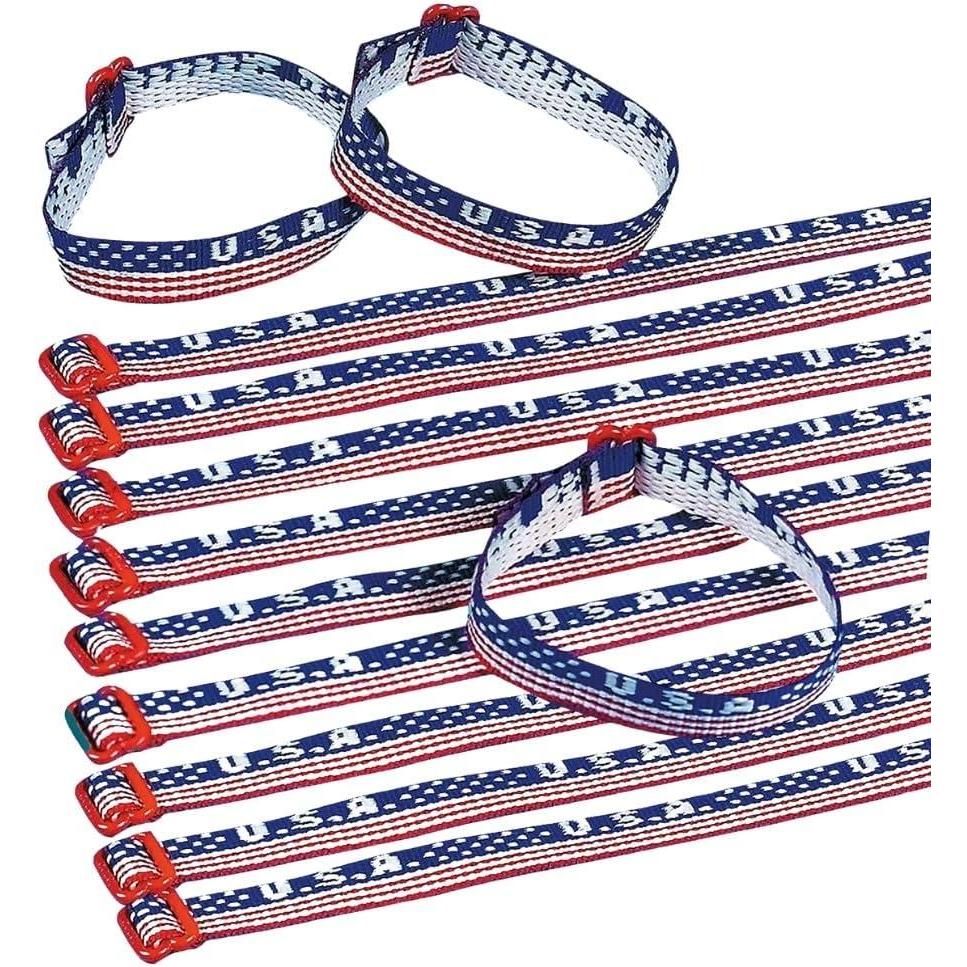 image:imageFun Express USA Woven Friendship Bracelets for Fourth of July  Jewelry  Bracelets  Friendship Bracelets  Fourth of July  12 Pieces