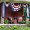 Fun Express 4th of July Decorations Patriotic Bunting Banner – Red White and Blue Vintage Americana Decor for Outdoor Indoor Use | American Flag Bunting Flags for Porch Pillar Window Independence Day