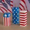 Fun Express Patriotic Fireworks Wooden Blocks – 4th of July Home Decor Red White & Blue Stars – Festive Wooden Blocks for Independence Day & USA Celebrations – Decorative Patriotic Blocks – 3 Pieces