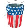 Fun Express Stars & Stripes Plastic Trash Can Cover, 1 Cover, Great Decoration for Cookouts, 4th of July, Memorial Day and Verteran’s Day Events