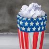 Fun Express Stars & Stripes Plastic Trash Can Cover, 1 Cover, Great Decoration for Cookouts, 4th of July, Memorial Day and Verteran’s Day Events