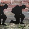 Metal Kneeling Soldier Silhouette Yard Sign