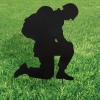 Metal Kneeling Soldier Silhouette Yard Sign