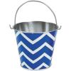 Fun Express – Blue Chevron Metal Pails 1pc for Fourth of July – Party Supplies – Containers & Boxes – Metal Containers – Fourth of July – 1 Piece