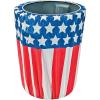 Fun Express Stars & Stripes Plastic Trash Can Cover, 1 Cover, Great Decoration for Cookouts, 4th of July, Memorial Day and Verteran’s Day Events