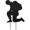 Metal Kneeling Soldier Silhouette Yard Sign
