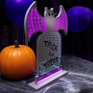 11 3/4″ x 15 1/2″ Halloween Bat & Tombstone Plastic Infinity Light