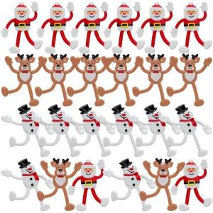 Christmas Holiday Character Bendables (Set of 24 Toys) Santa, Elf, Reindeer and Snowman Characters
