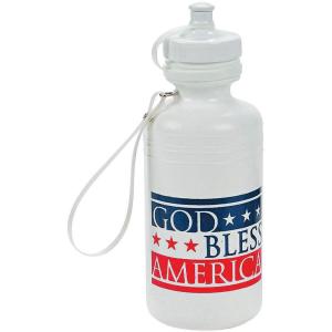 Fun Express – God Bless America Water Bottle White 1pc for Fourth of July – Party Supplies – Drinkware – Water Bottles & Canteens – Fourth of July – 1 Piece