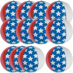 Fun Express – Inflate Flag Beach Balls for Fourth of July – Toys – Inflates – Beach Balls – Fourth of July – 12 Pieces – Red, White and Blue – 11 Inch
