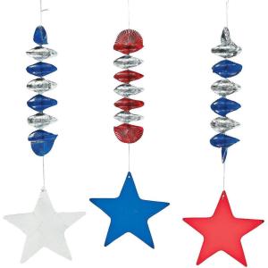 Fun Express – Patriotic Stars Dangling Spirals for Fourth of July – Party Decor – Hanging Decor – Spirals & Swirls – Fourth of July – 12 Pieces