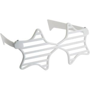 Fun Express – Star Shaped Shutter Shades White 1pc for Fourth of July – Apparel Accessories – Eyewear – Novelty Glasses – Fourth of July – 1 Piece