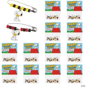 Fun Express 2 1/4″ Peanuts Snoopy & Woodstock Friendship Safety Pin Craft Kit – Makes 12