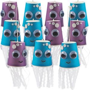Fun Express Jellyfish Paper Cup Craft Kit – Craft Kits – VBS Vacation Bible School Supplies/Decor – 12 Pieces